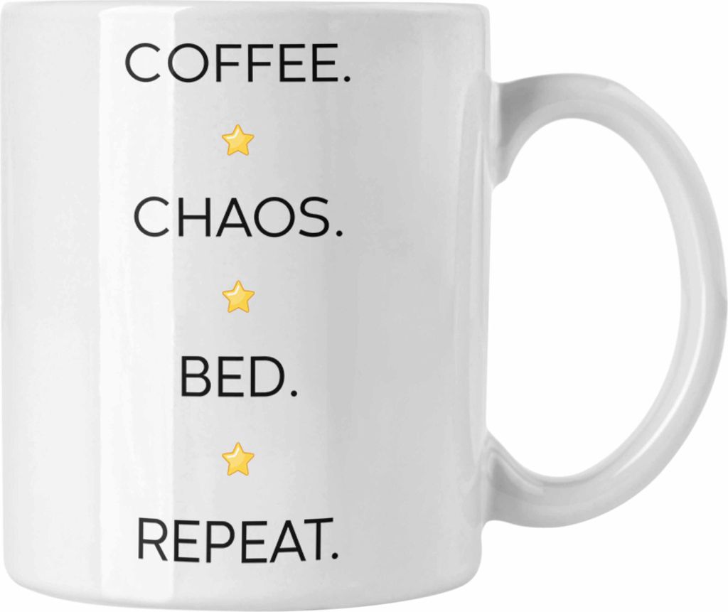 Trendation - Lustige Tasse mit Spruch für Frauen Männer Arbeit Büro Lustig Tassen Becher mit Sprüchen Kollegin Geschenk Sarkasmus Chaos Bed Rep...