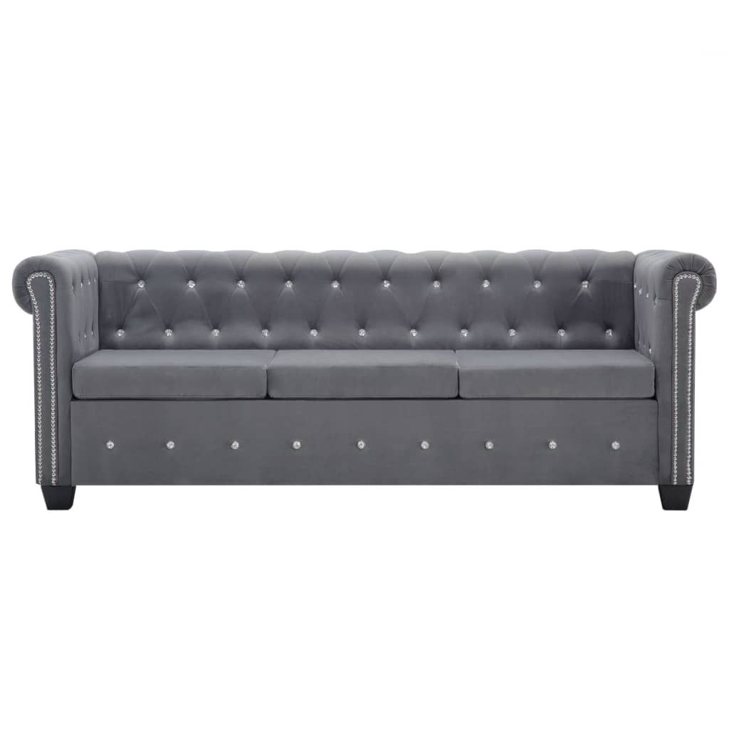 vidaXL 3-osobowa sofa Chesterfield w aksamitnym obiciu Zdjęcie produktu 