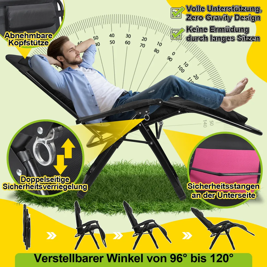 TolleTour Sedia Sdraio 150kg | Struttura in Acciaio e Design Ergonomico - 5