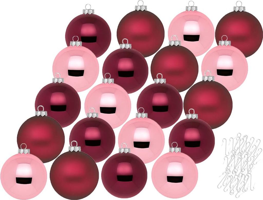 Weihnachtskugeln 20 Stk 6cm Berry Kiss mit Haken