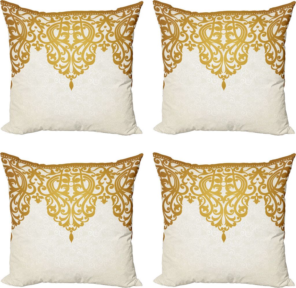 ABAKUHAUS Antiquität Kissenbezug Set (4 Stück), Mittelalterliche Barock-Kunst, Moderner Doppelseitiger Digitaldruck, 60 cm x 60 cm, Pale Brown-Creme
