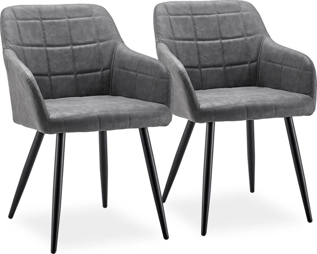 CLIPOP Esszimmerstuhl, 2er Set Retro Kunstleder Sessel, Wohnzimmerstuhl, Hellgrau