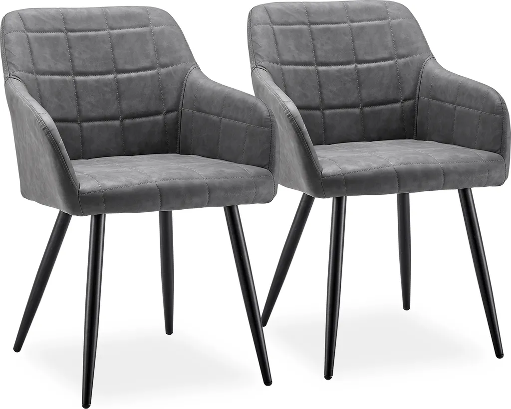 CLIPOP Chaise de Salle à Manger Set de 2 Fauteuils Rétro Similicuir Gris
