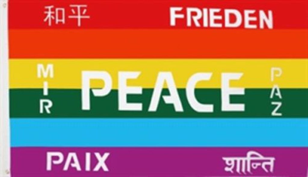90x150 cm Hissfahne mit Ösen 7 Sprachen Flagge Fahne Peace Regenbogen 