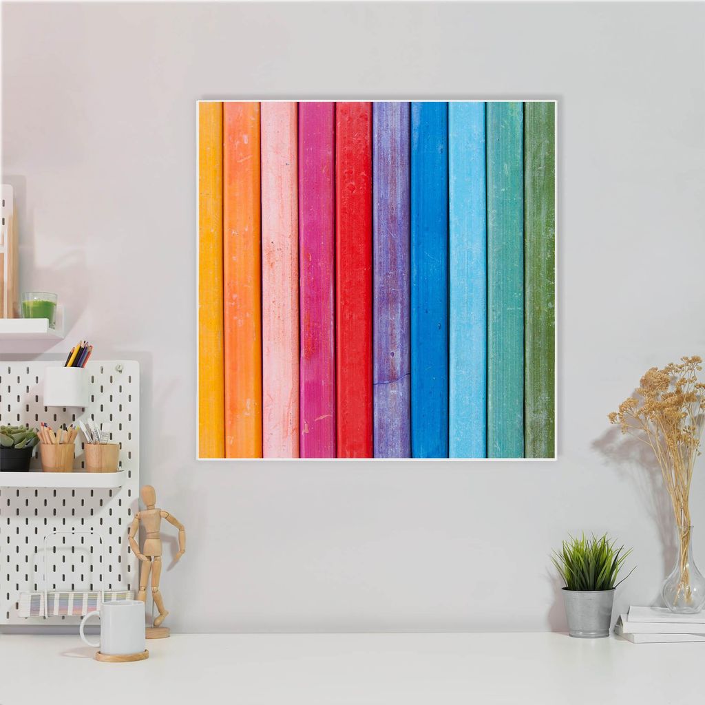 Design Stahlmagnettafel Quadratisch 50x50cm Regenbogenfarben