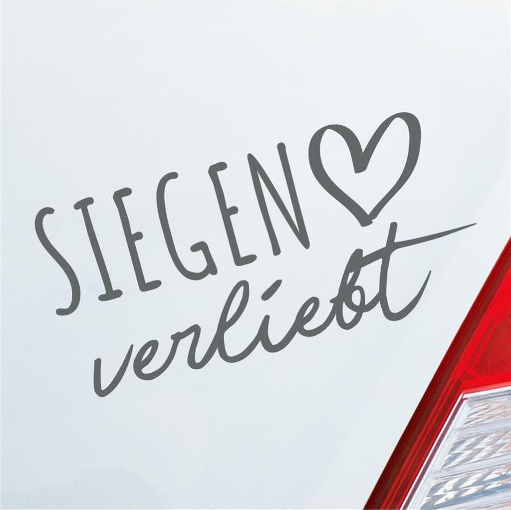 Auto Aufkleber Siegen verliebt Herz Stadt Heimat Liebe Car 19x9 cm Grau Sticker Heckscheibenaufkleber