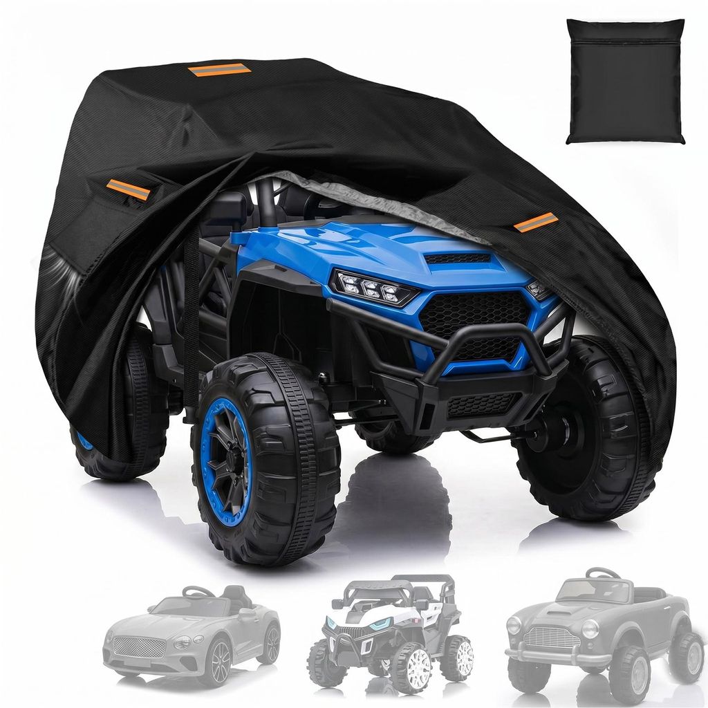 Kinder Autoabdeckung Elektrofahrzeuge Abdeckung Wasserdicht Winddichte UV-Schutz Verstellbare mit Reflektierende Streifen, 140x84x81cm