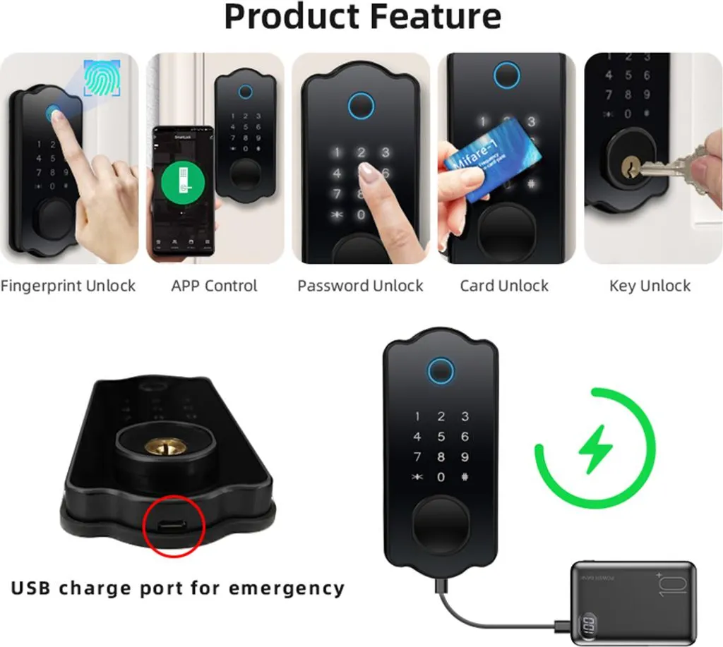 Serrure Connectée TTLock Étanche avec Empreinte Digitale et Carte IC