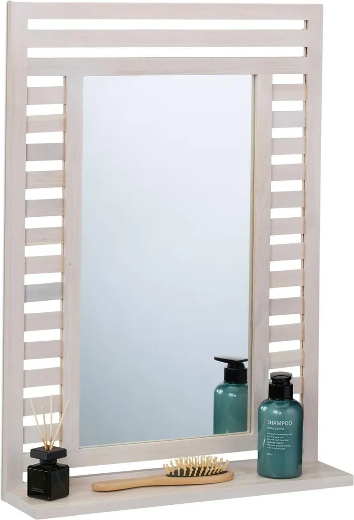 Petit meuble miroir de salle de bain avec étagère blanc vintage pour studio