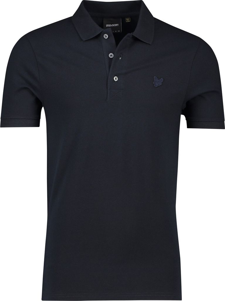Lyle & Scott Polo Slim Fit Dunkelblau Uni Baumwolle Tonal Eagle