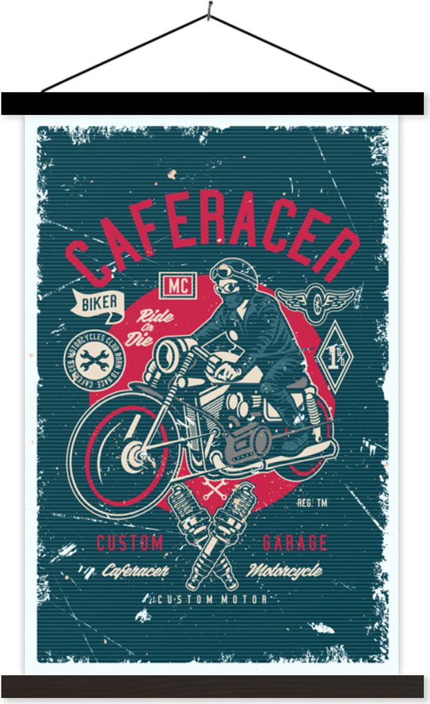 MuchoWow Textilposter Mancave - Motor - Werkzeuge - Retro 40x60 cm mit schwarzem Rahmen - Wanddekorationen