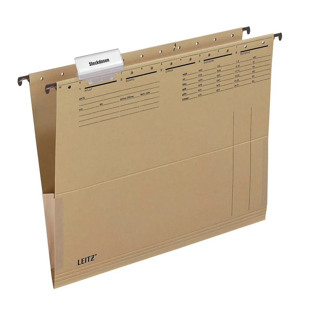 Leitz 1916-30-00 Alpha Lot de 10 Dossiers Suspendus Kraft Marron