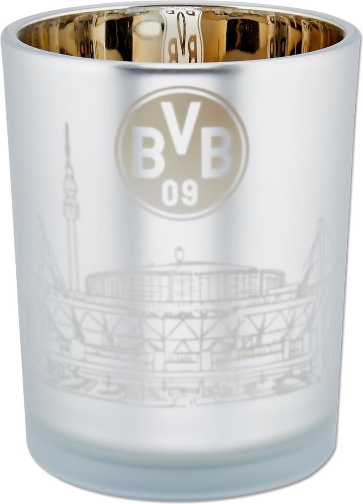 BVB Borussia Dortmund Windlicht Skyline Dortmund, grau, Produktbild 