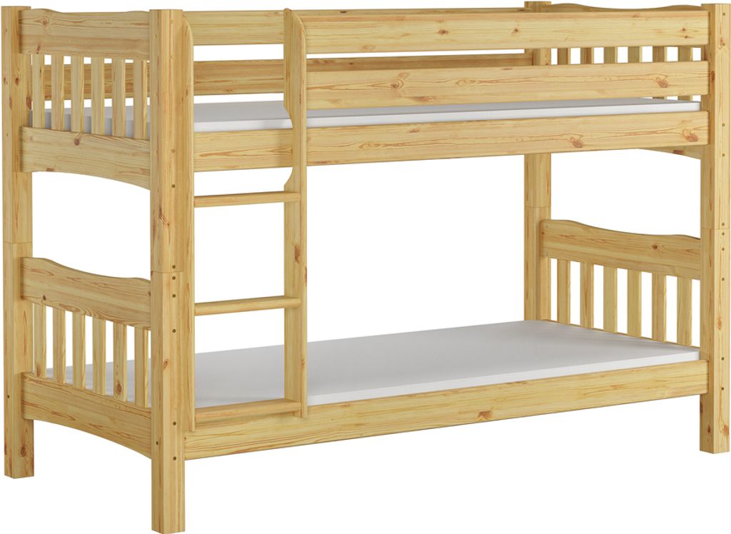 Etagenbett Kiefer Massivholzbett 90x200 Stockbett Hochbett Zubehör wählbar V-60.15-09Ni70 Rollrost und Matratze inkl.
