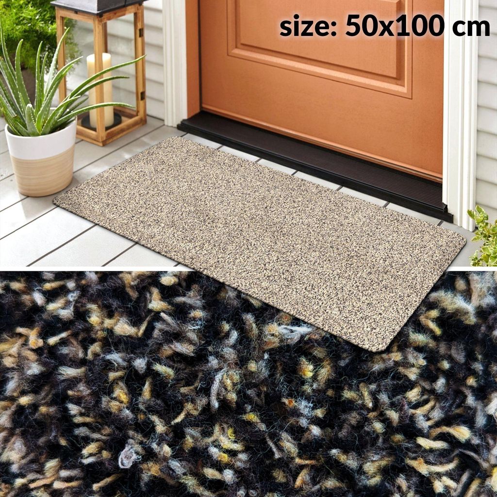 Fußmatte Türvorleger Bodenmatte Textil DOVER Tropfen Beige Robust Wasserabweisend Breite 50 cm Länge 100 cm