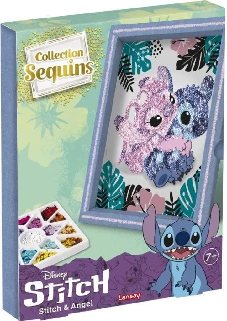 Kit creativo con paillettes LANSAY, Stitch & Angel, Dai 7 anni in su, Con paillettes e spilli