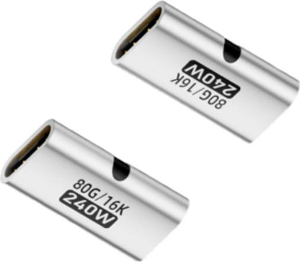 INF Type C Kupplungsadapter 240W 80Gbps 16K Aluminium 5er Set für Laptop und Monitor Silber