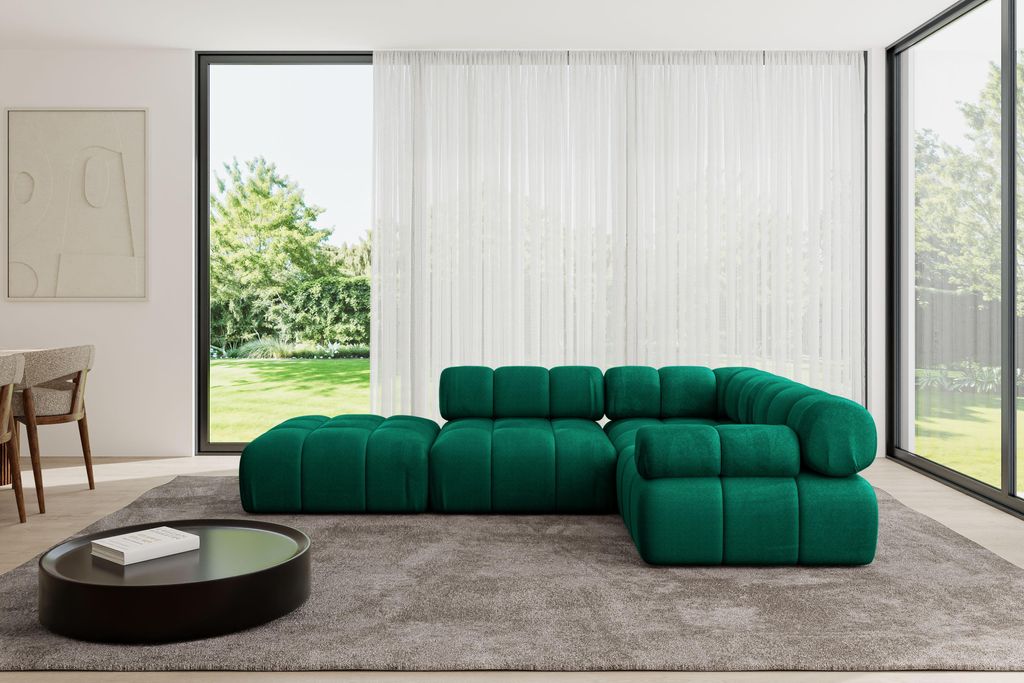 ALTDECOR Modulares Sofa Ecksofa in L-Form - Felto-L1 - 285x190x70 cm Dunkelgrün Corner modular Sofa Eckcouch Couch Wohnlandschaft Cauchsofa Polste...