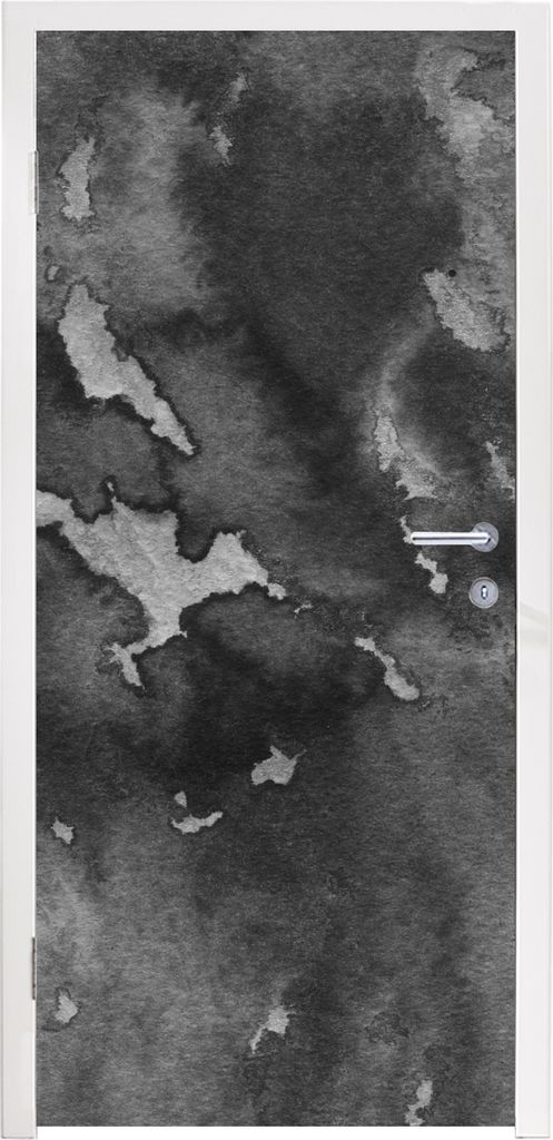 MuchoWow Türtapete Selbstklebende Türfolie Beton - Farbe - Schwarz 95x215 cm Türposter Türaufkleber Klebefolie Türklebefolie - Tür Tapete -...