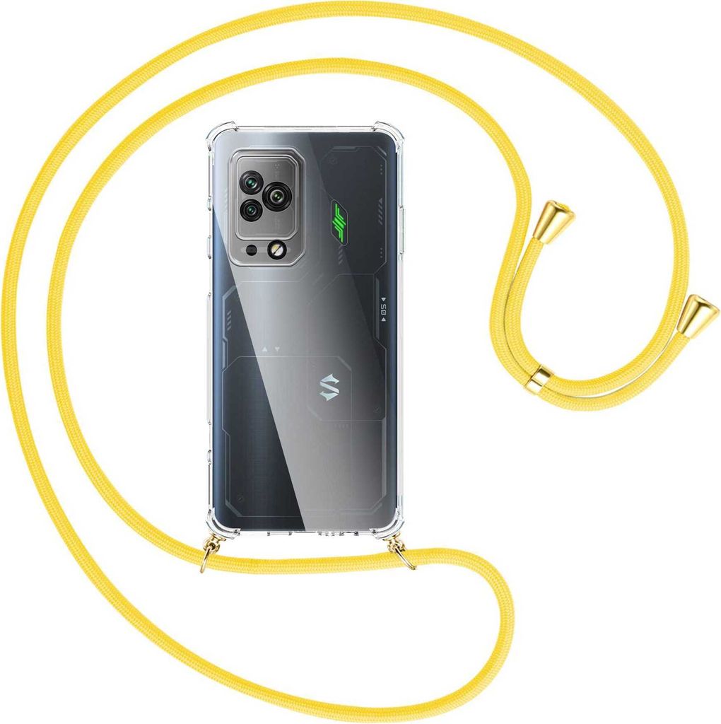 Handykette Backcover-Schutzhülle mit Band (Metall goldfarben) für Xiaomi Black Shark 5 Pro (6.67'') - gelb