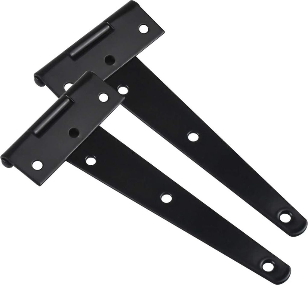 Schwere T-Scharnieren 150 mm - T-Scharnier mit Metallband und Schrauben - Für Schuppentüren, Tor Türen und Gartentüren - Schwarz - Set von 2.