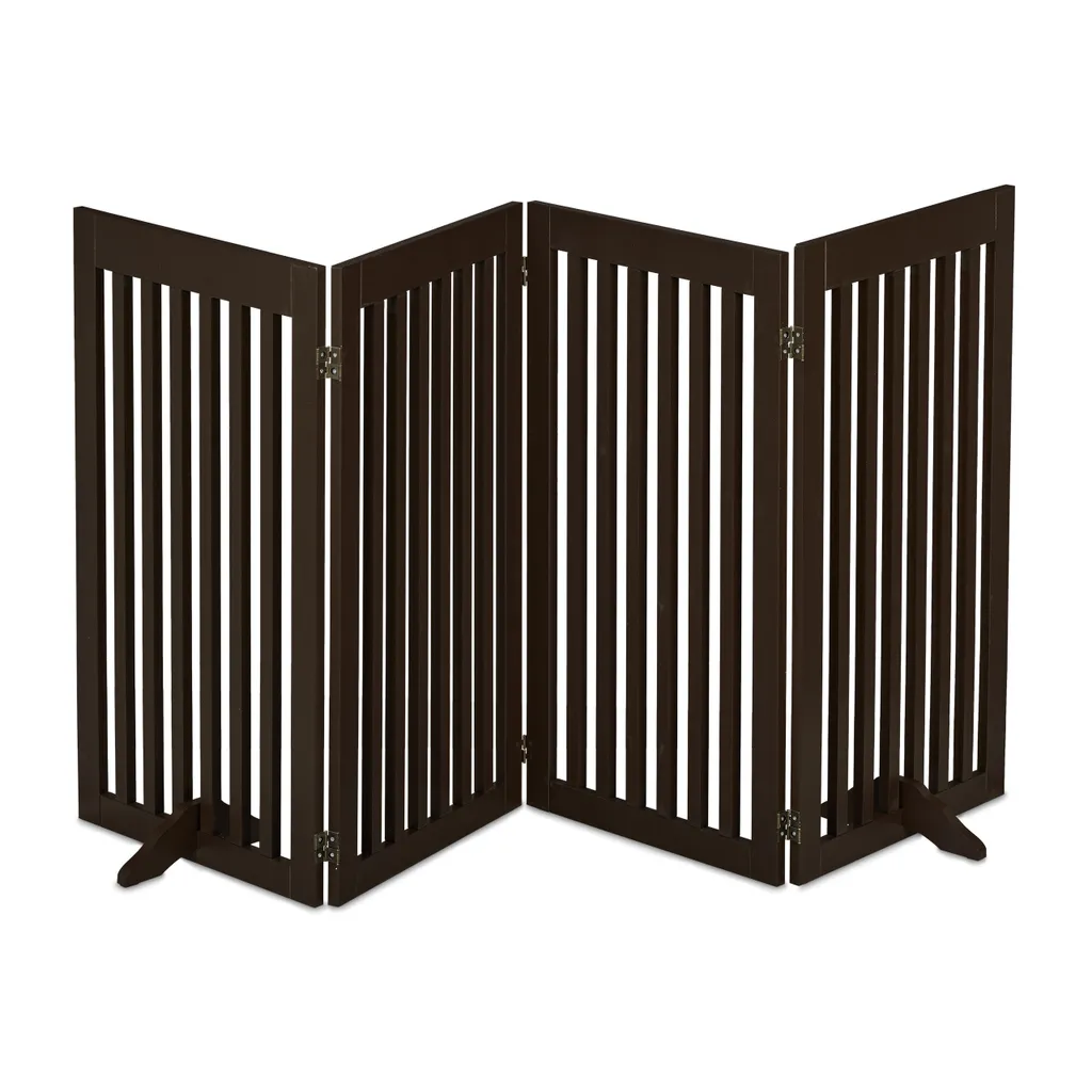 Grille de Sécurité en Bois Marron 92 cm - Barrière de Porte Relaxdays