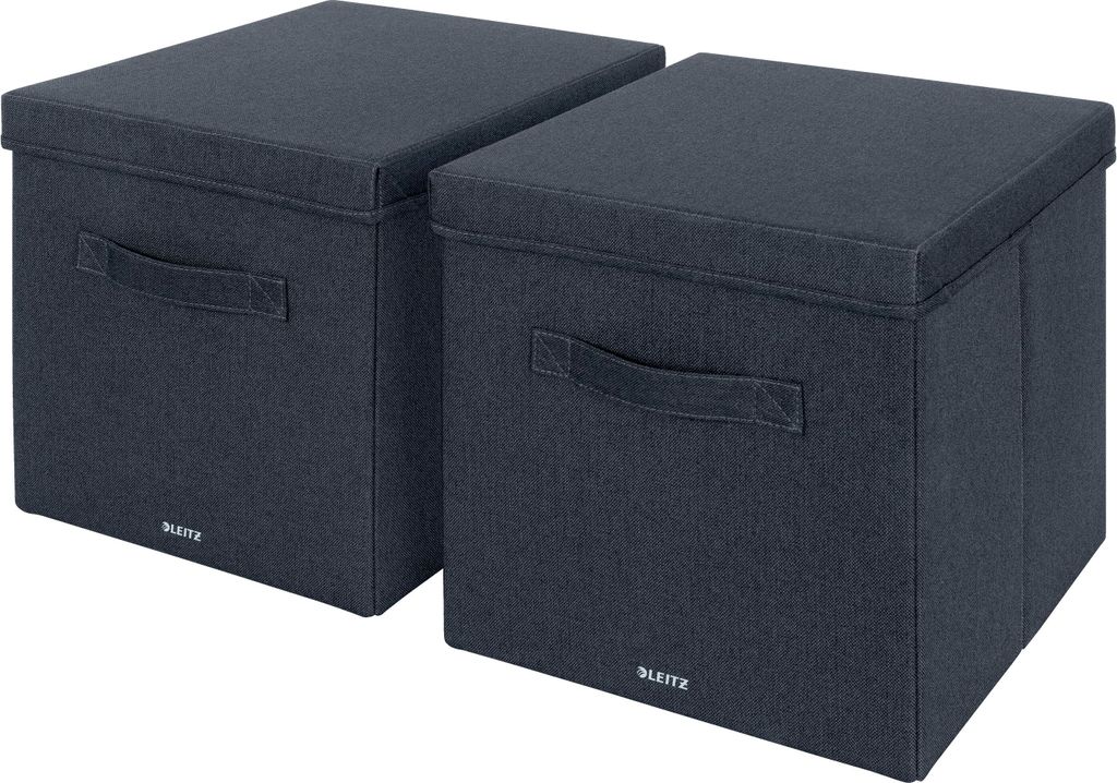 Leitz Aufbewahrungsbox mit Deckel aus Stoff, 2er-Set Würfelaufbewahrungsboxen, Universell, faltbar & umweltfreundlich, Organizer für Büro, Haush...