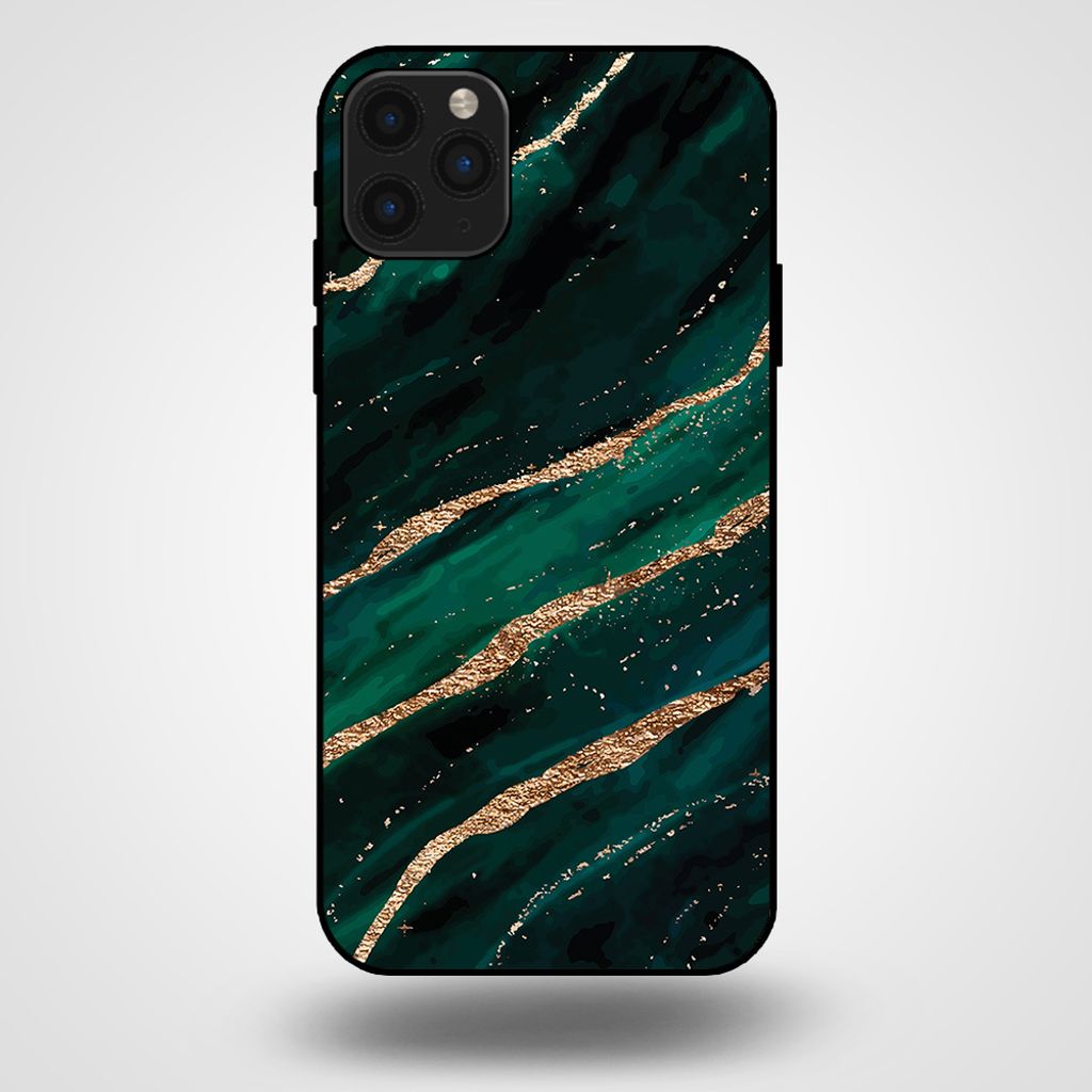 Smartphonica Handyhülle für iPhone 11 Pro Max mit Marmordruck - TPU-Hülle mit Marmordesign - Grün Gold
