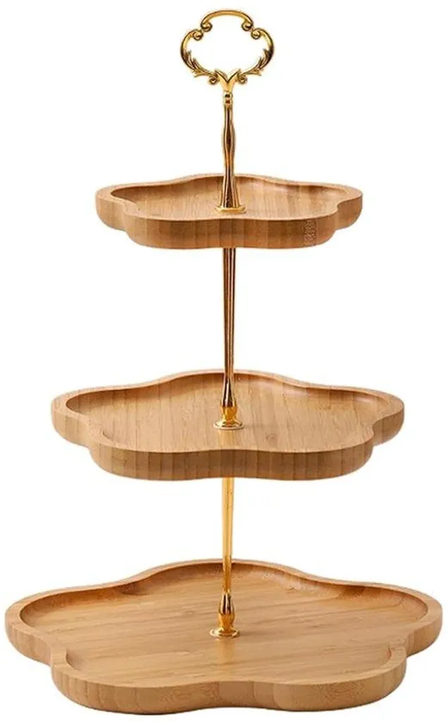 Corbeille à fruits pour plan de travail, rangement 3 étages en bambou