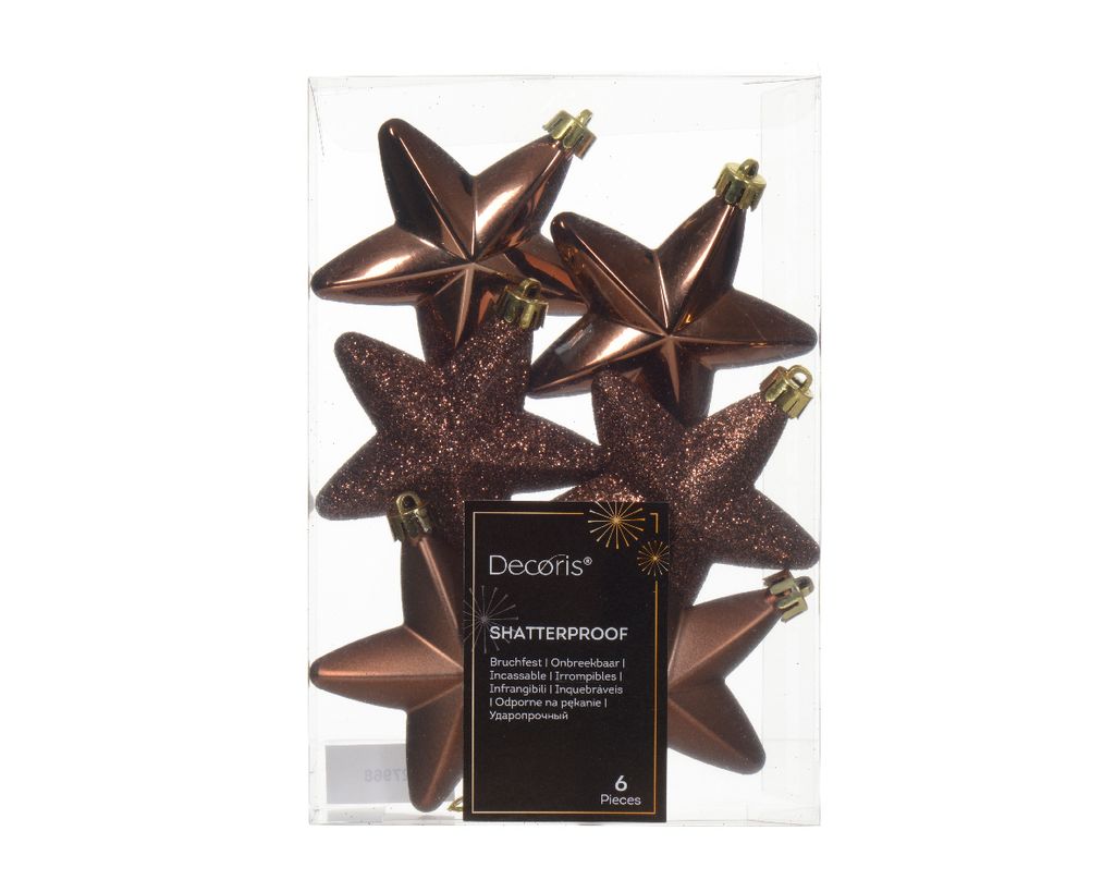 Christbaumschmuck Sterne Kunststoff 7cm 6 Stück - Produktbild 