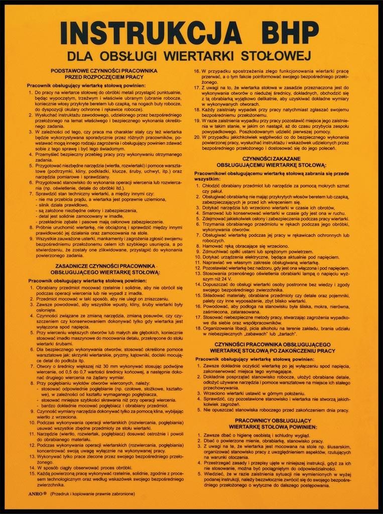 Arbeitsschutzhinweise „Arbeitsschutzhinweise für den Betrieb einer Tischbohrmaschine“