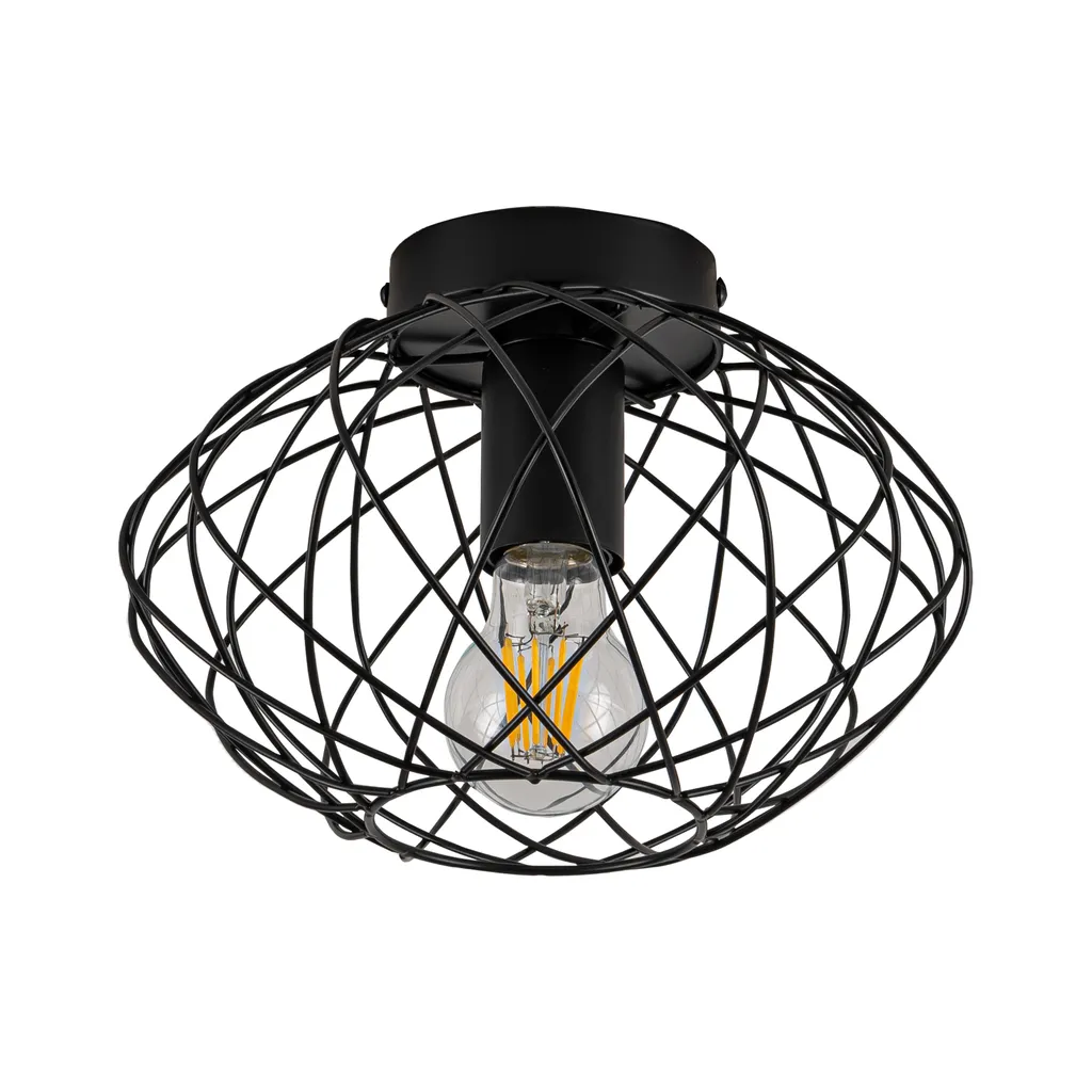 Plafonnier Retro Noir Ø 25cm E27 Éclairage Compact Petit Espace - 11