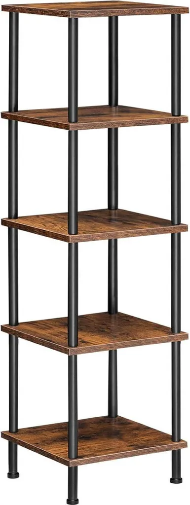 Bibliothèque Stable 115 cm Anti-Basculement 5 Niveaux Marron pour Livres