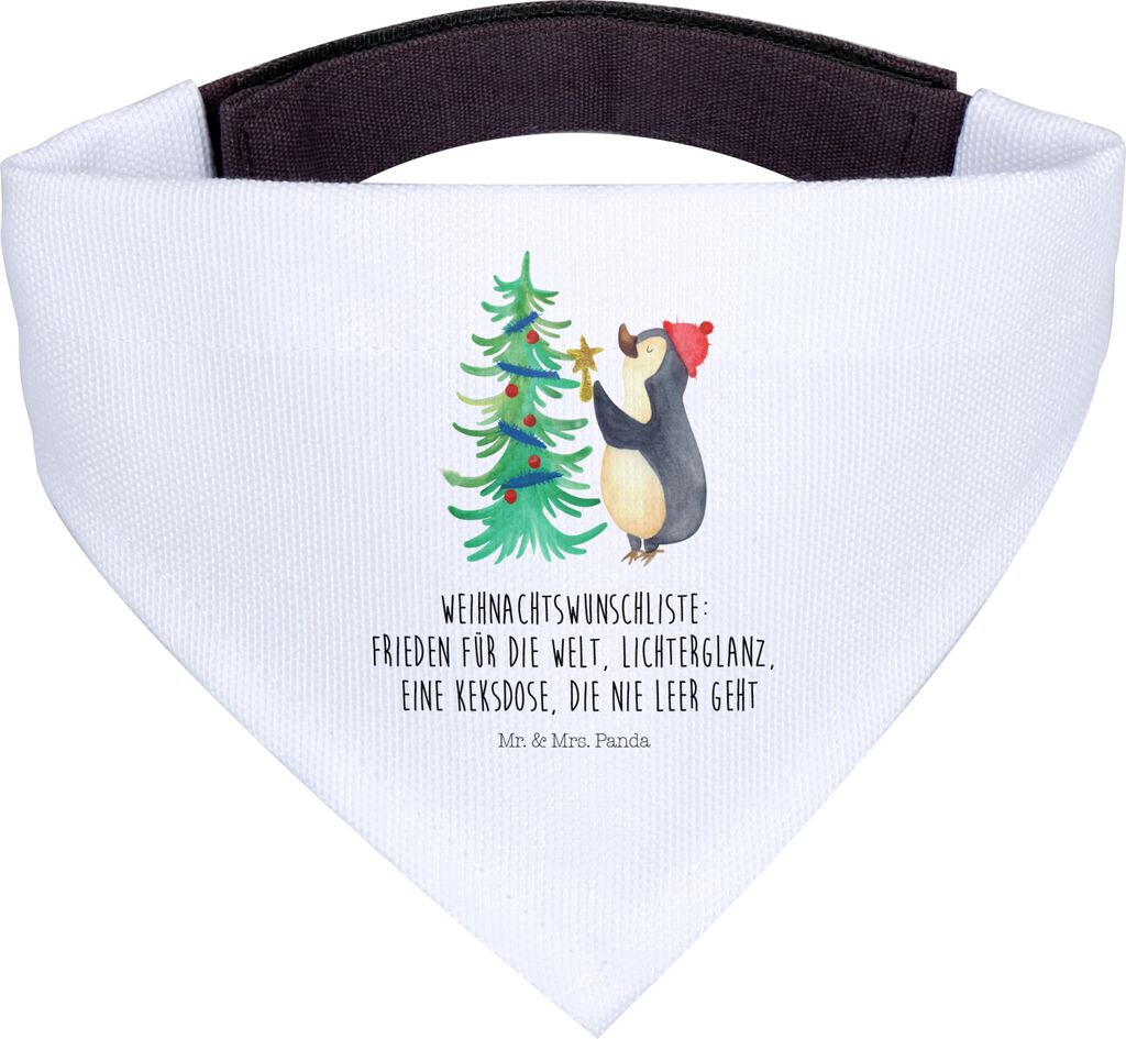 Mr. & Mrs. Panda Bandana Pinguin Weihnachtsbaum - Weiß - Geschenk, Halstuch Für Hunde, Weihnachten, Hund, Winter, Dreieckstuch