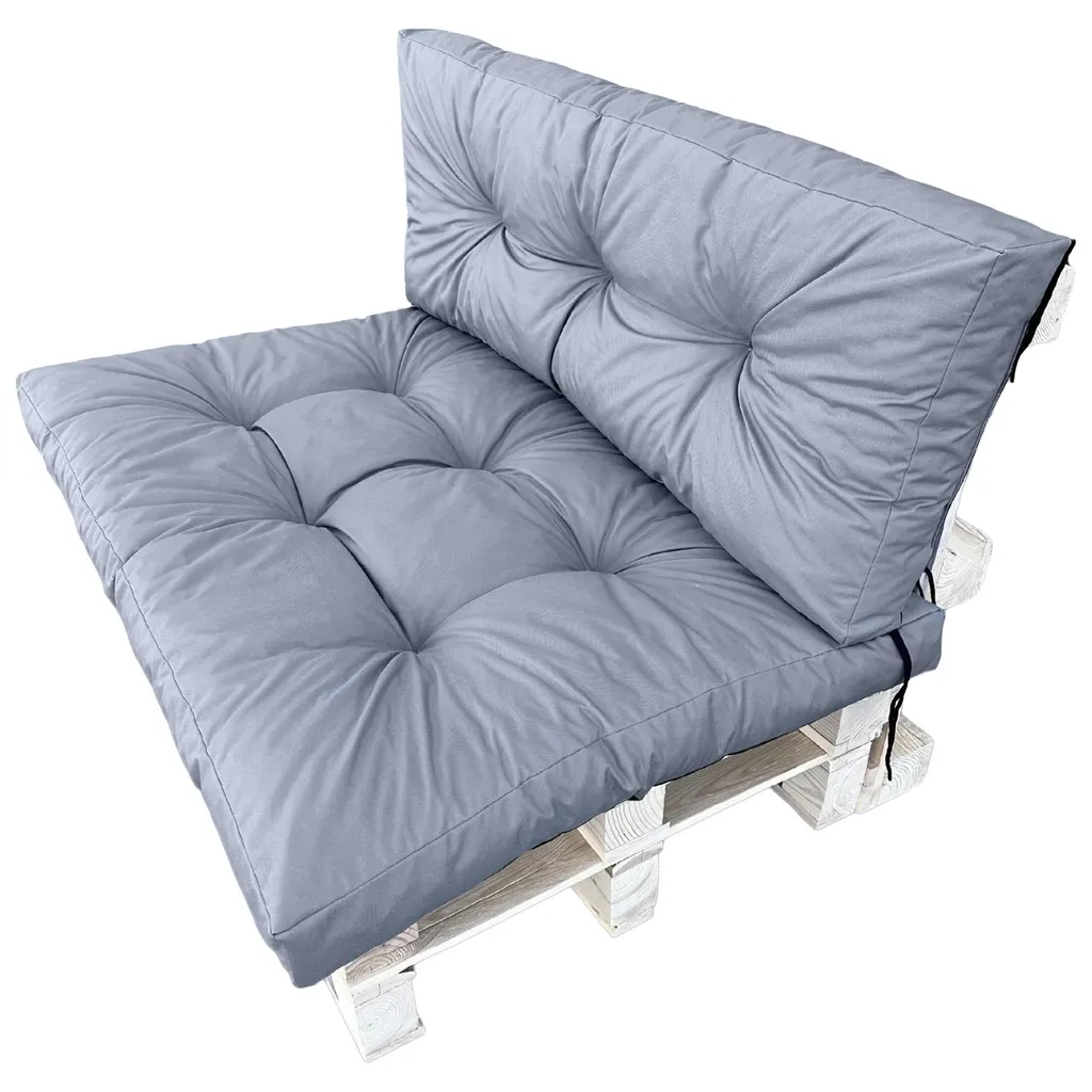 Coussin pour canapé palette 120 x 80 cm imperméable gris avec dossier