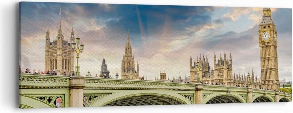 Bild auf Leinwand - Leinwandbild - London büro parlament gebäude - 90x30cm - Wand Bild - Wanddeko - Leinwanddruck - Bilder - Kunstdruck - Wanddek...