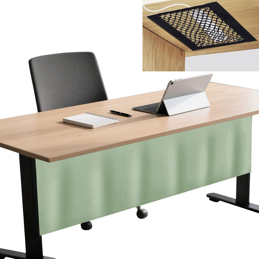 Schrank Vorhang mit Speicher Netz - Universeller Vorhang mit Klettverschluss für Schrank, Regal, Schreibtisch - Größe: 152x38 cm, Farbe: Hellgrün