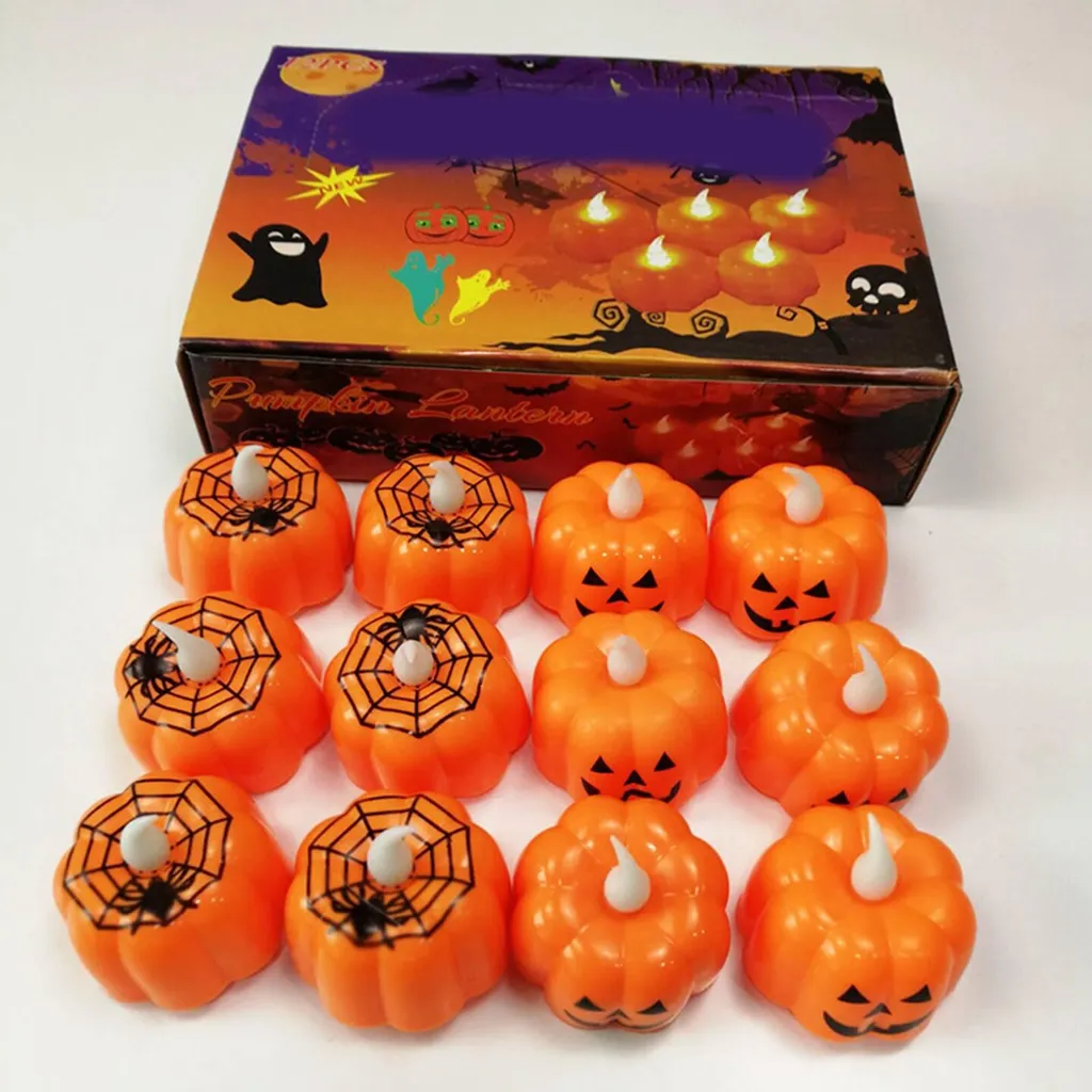 Bougie LED Halloween sans Danger : 24 Citrouilles et Araignées sans Cire