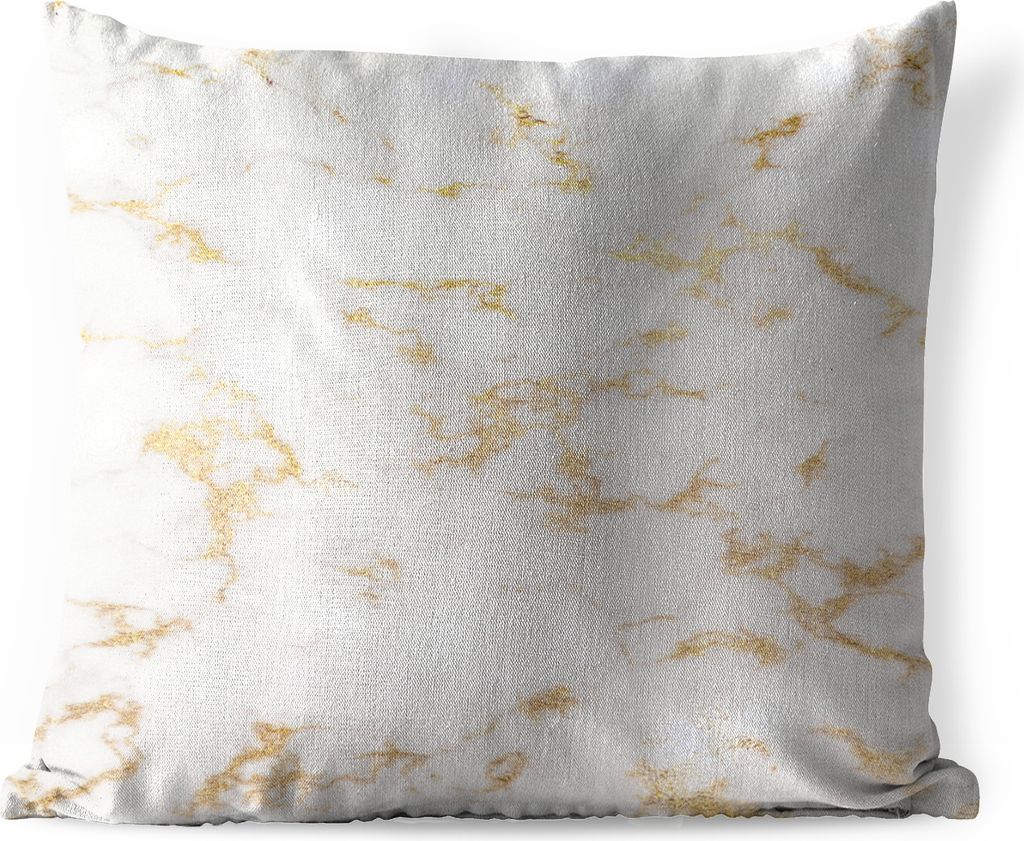 MuchoWow Outdoor Kissen - Marmor - Weiß - Gold - 40x40 cm - Wetterfest - Lounge Kissen - Kopfkissen - Interieur - Polster mit Bild
