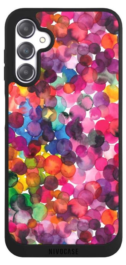 NIVOCASE Handyhülle für Samsung Galaxy A14 5G Hülle NIVOpure Case Schwarz Punkte Wasserfarbe bunt