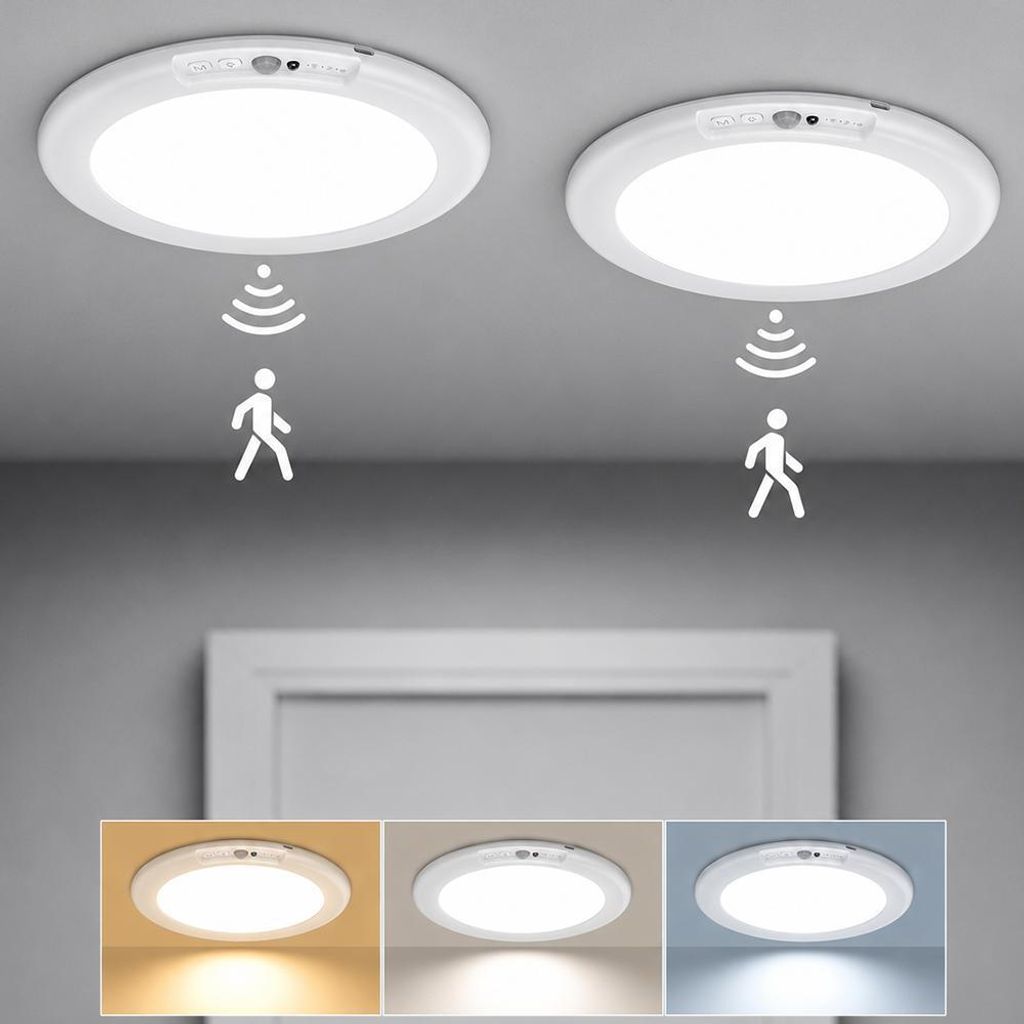 2x Bewegungsmelder Akku Lampe 4200mAh Decke Sensorlicht Produktbild 