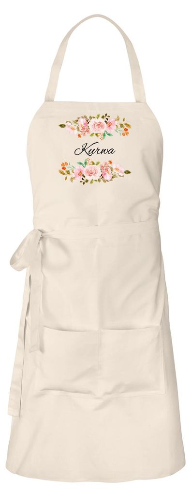 Huuraa Schürze Kurwa polnisch Blumen Natur mit Taschen Baumwolle Kochschürze Geschenkidee