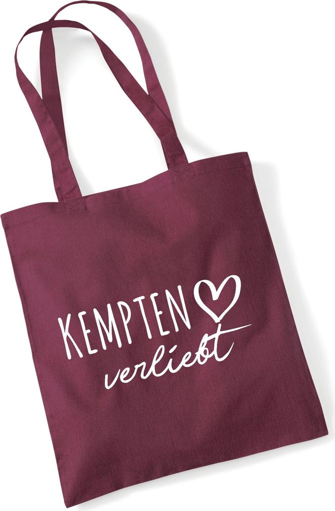 Huuraa Jutebeutel Kempten (Allgäu) verliebt 10 Liter Burgundy Baumwolle Tasche Geschenkidee