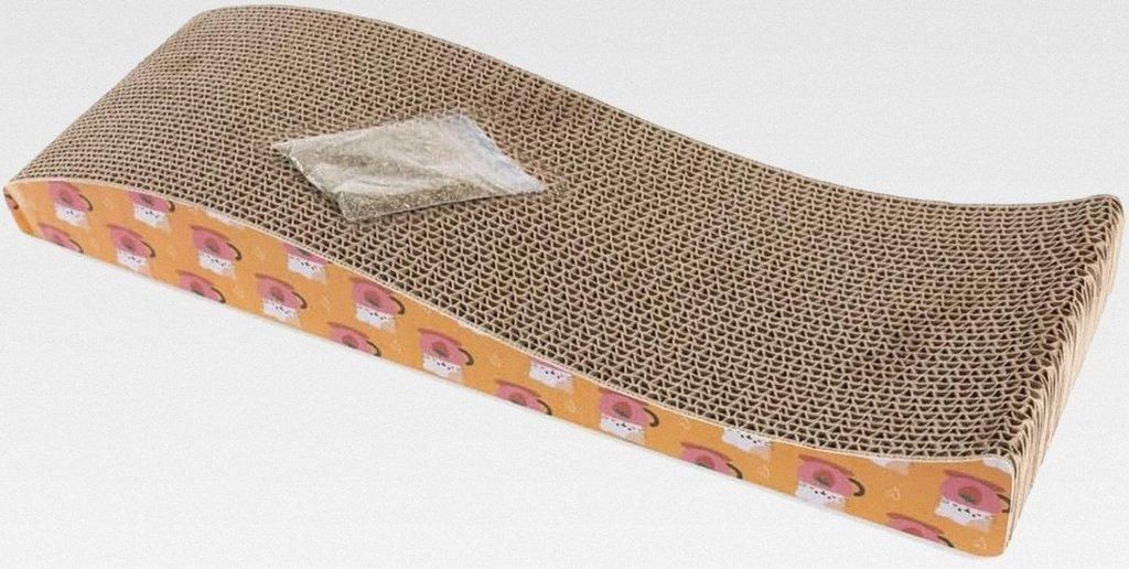 Kartonkratzer SIMBA 43x12,5x5 cm - Profilierter Wellpappe-Kratzer mit Katzenminze - Umweltfreundlich, Leicht und langlebiger Scratcher Für Katze Z...