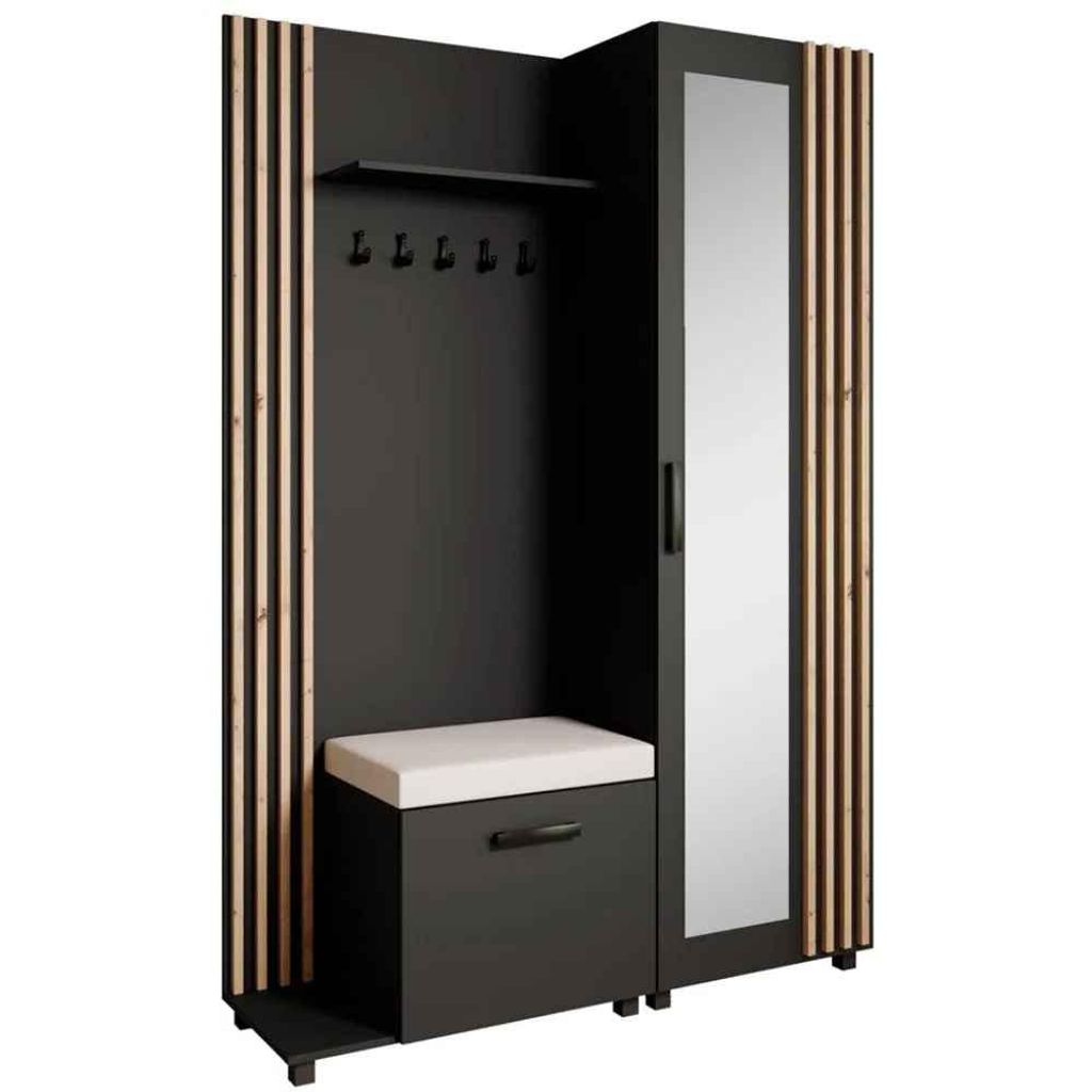 Garderoben-Set LIVIA Links Schwarz – Garderobenschrank mit Produktbild 