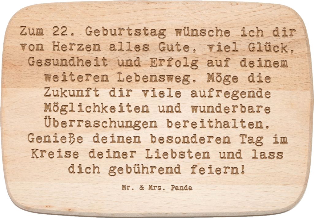 Mr. & Mrs. Panda Schneidebrett Holz Spruch 22. Geburtstag - Transparent - Geschenk, Frühstücksbrettchen, massivholzbrett, Holzbrett, wunderbare ...