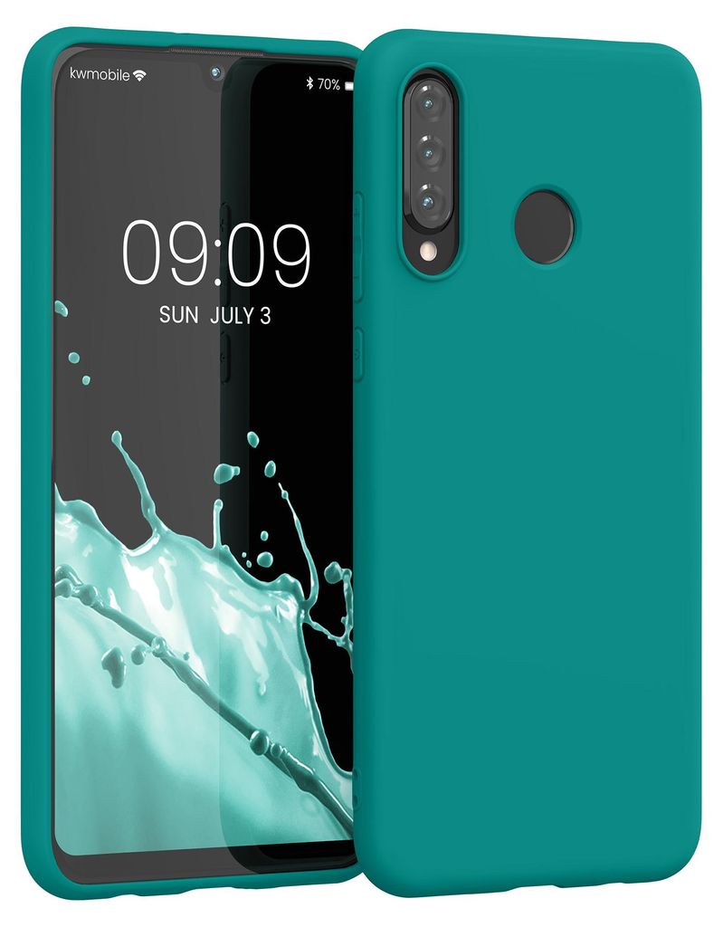 kwmobile Hülle kompatibel mit Huawei P30 Lite Hülle - weiches TPU Silikon Case - Cover geeignet für kabelloses Laden - Petrol matt
