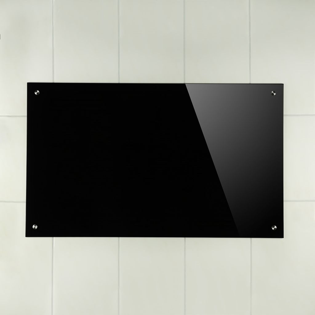 neu.haus ® Glas Küchenrückwand 90x40cm Schwarz Herdspritzschutz Herd Küche 