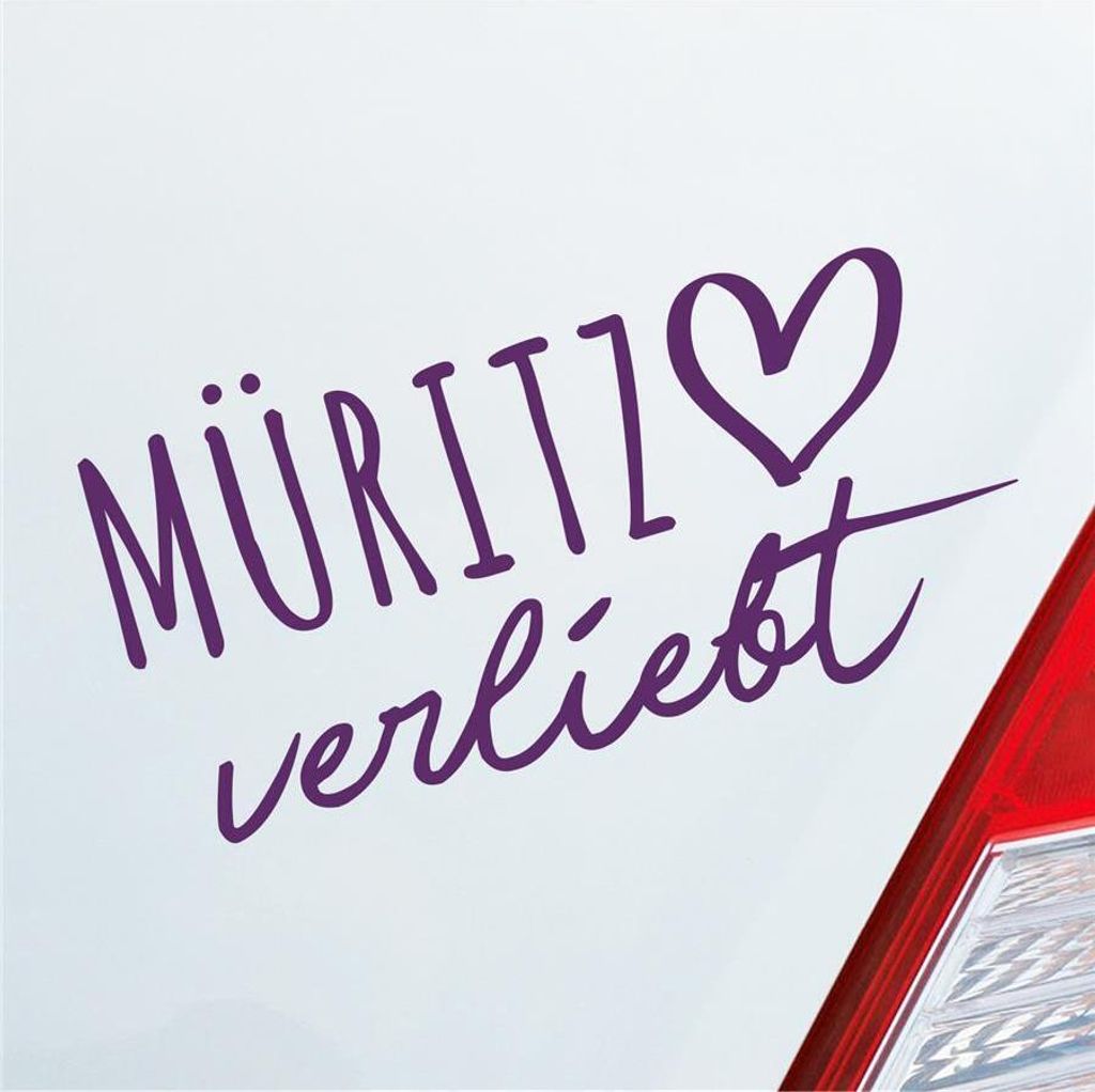 Auto Aufkleber Müritz verliebt Herz See Sea Liebe Car 19x10 cm Lila Sticker Heckscheibenaufkleber