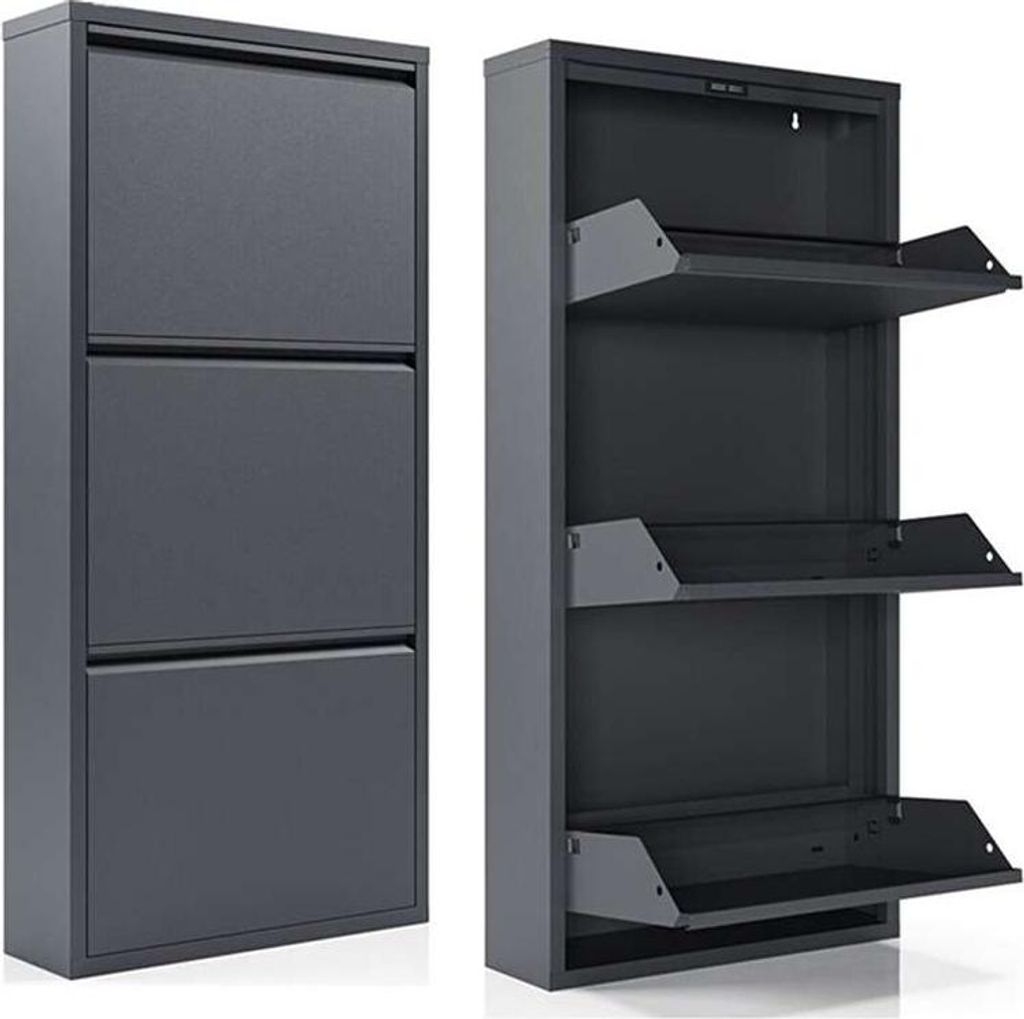 Skye Decor, Torino 3 - Anthracite, Schuhschrank, Anthrazit, 100% BLECH, 50 x 15 x 104 cm